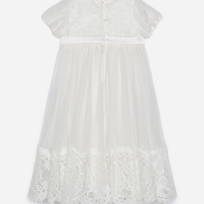 Shop Dolce & Gabbana Silk Chiffon And Lace Dress In White