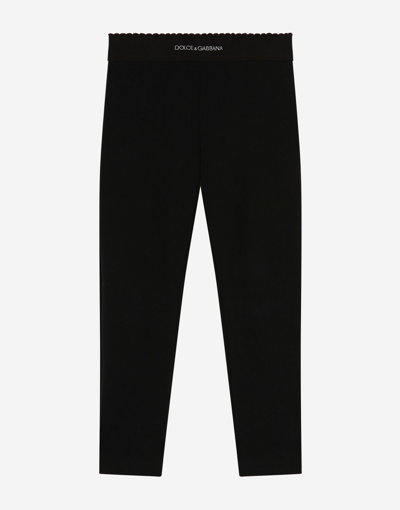 Dolce & Gabbana Black Leggings With Branded Waistband In Black