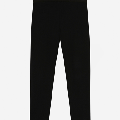 Dolce & Gabbana Black Leggings With Branded Waistband In Black
