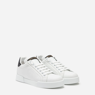 Shop Dolce & Gabbana Leather Portofino Sneakers - Men In White