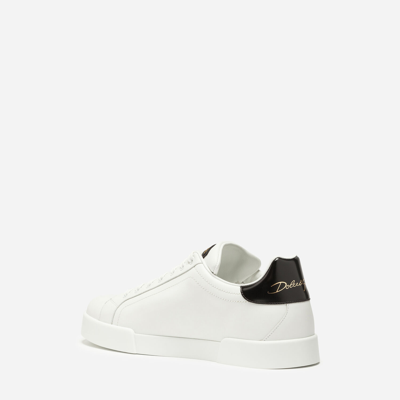 Shop Dolce & Gabbana Leather Portofino Sneakers - Men In White