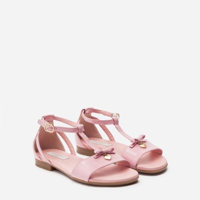 Shop Dolce & Gabbana T-strap Patent Leather Sandal In Pink