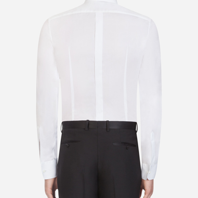 Shop Dolce & Gabbana Gold Fit Tuxedo Shirt In Cotton Poplin In White