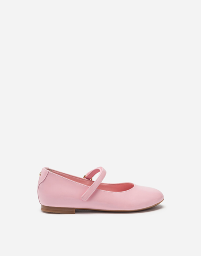 Shop Dolce & Gabbana Leather Ballet Flats In Pink