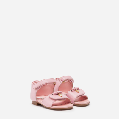 Shop Dolce & Gabbana T-strap Patent Leather Sandal In Pink