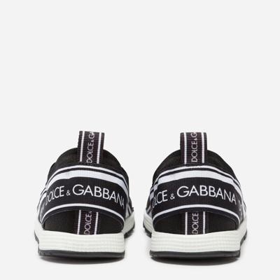 Shop Dolce & Gabbana First Steps Sorrento Slip-on Sneakers With Logo Tape In Black