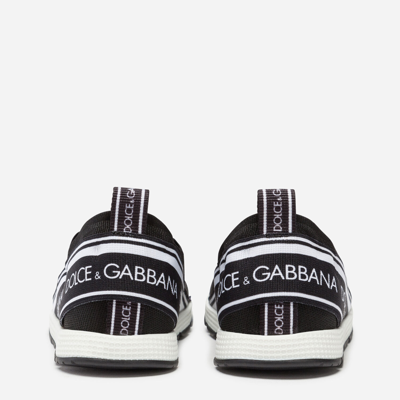 Dolce & Gabbana First Steps Sorrento Slip-on Sneakers With Logo Tape In Black