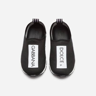 Shop Dolce & Gabbana First Steps Sorrento Slip-on Sneakers With Logo Tape In Black