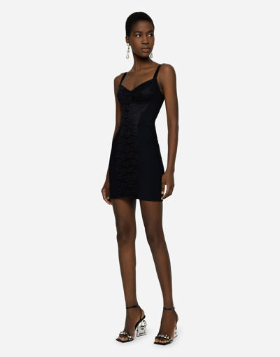 Shop Dolce & Gabbana Corset-style Slip Dress In Black