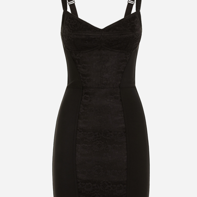 Dolce & Gabbana Black Corset-style Minidress In Black