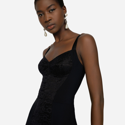 Shop Dolce & Gabbana Corset-style Slip Dress In Black