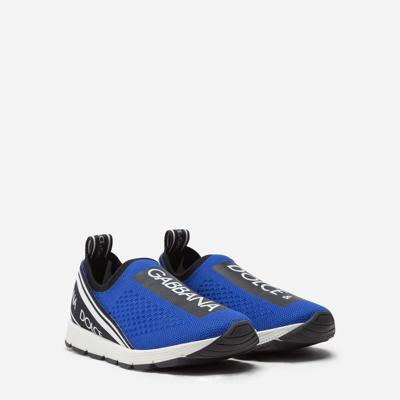 Dolce & Gabbana Sorrento Slip-on Sneakers With Logo Tape In Blue