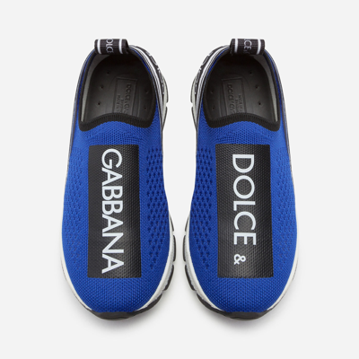 Shop Dolce & Gabbana Sorrento Slip-on Sneakers With Logo Tape In Blue