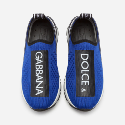 Dolce & Gabbana Sorrento Slip-on Sneakers With Logo Tape In Blue