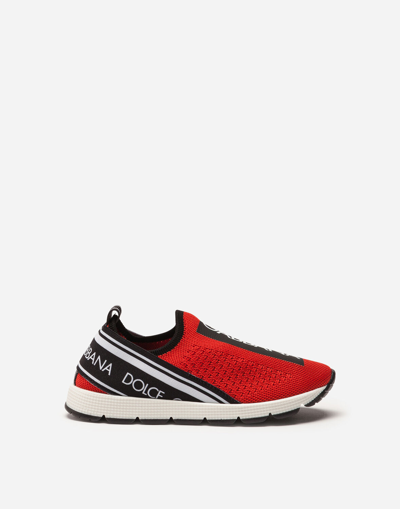 Shop Dolce & Gabbana Sorrento Slip-on Sneakers With Logo Tape In Red