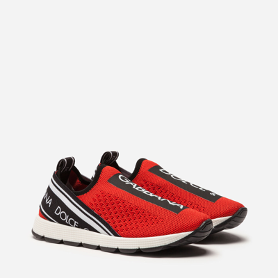 Shop Dolce & Gabbana Sorrento Slip-on Sneakers With Logo Tape In Red