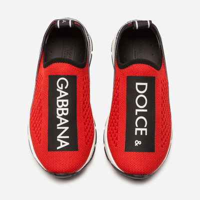 Shop Dolce & Gabbana Sorrento Slip-on Sneakers With Logo Tape In Red