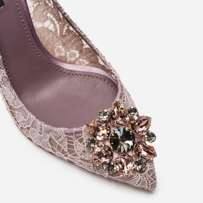 Shop Dolce & Gabbana Lace Rainbow Pumps With Brooch Detailing In Blush