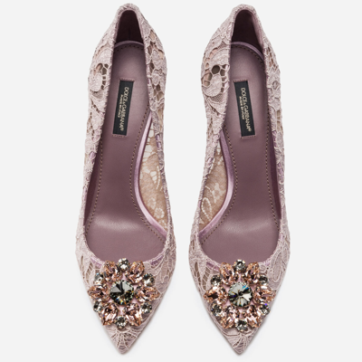 Dolce & Gabbana Bellucci 90 Taormina Lace Pumps With Brooch Detail In Blush