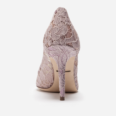 Shop Dolce & Gabbana Lace Rainbow Pumps With Brooch Detailing In Blush