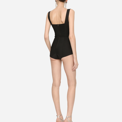 Dolce & Gabbana Elasticated Corset-style Bodysuit In Black