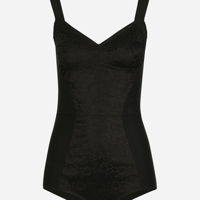 Dolce & Gabbana Elasticated Corset-style Bodysuit In Black