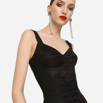 Dolce & Gabbana Elasticated Corset-style Bodysuit In Black