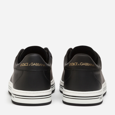 Shop Dolce & Gabbana Roma Sneakers In Printed Nappa Calfskin In Black