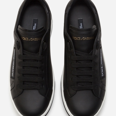 Shop Dolce & Gabbana Roma Sneakers In Printed Nappa Calfskin In Black