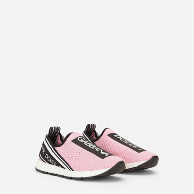 Shop Dolce & Gabbana Sorrento Slip-on Sneakers With Logo Tape In Pink