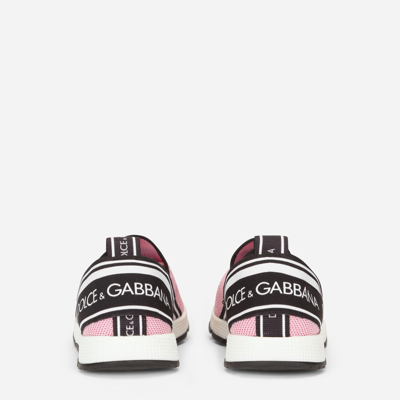 Shop Dolce & Gabbana Sorrento Slip-on Sneakers With Logo Tape In Pink