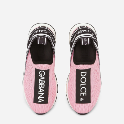 Shop Dolce & Gabbana Sorrento Slip-on Sneakers With Logo Tape In Pink