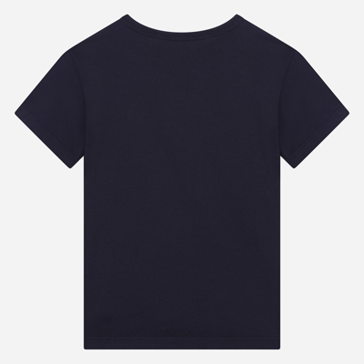 Dolce & Gabbana Black T-shirt With Logo Tag Detail On The Front In Cotton Man In Blue