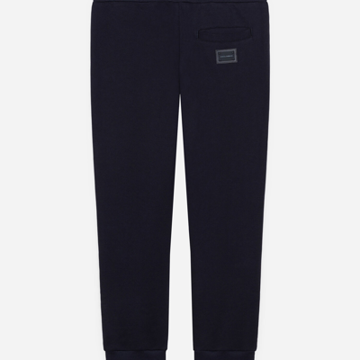 Dolce & Gabbana Jersey Jogging Pants With Plate Logo In Blue