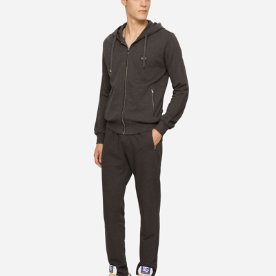 Dolce & Gabbana Cotton Jersey Hoodie In Grey