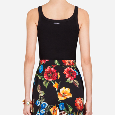 Shop Dolce & Gabbana Sleeveless Cotton T-shirt In Black