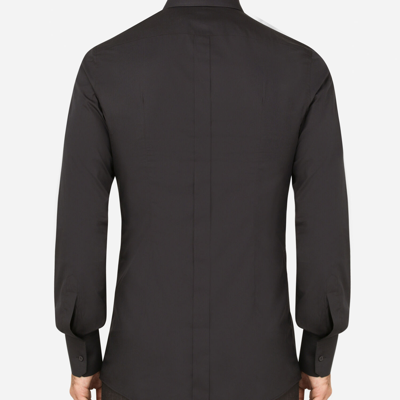 Shop Dolce & Gabbana Gold Fit Shirt In Stretch Cotton In Blue