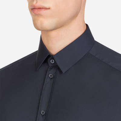 Shop Dolce & Gabbana Gold Fit Shirt In Stretch Cotton In Blue
