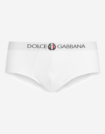 Shop Dolce & Gabbana Brando Briefs In Stretch Cotton In White