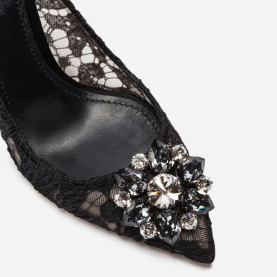 Shop Dolce & Gabbana Lace Rainbow Pumps With Brooch Detailing In Black