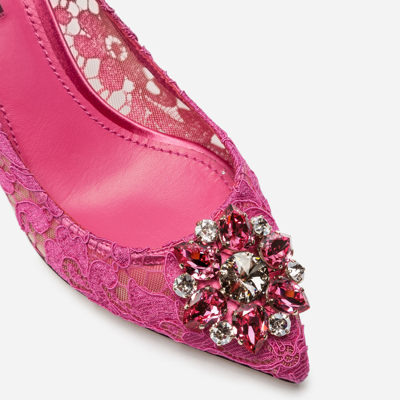 Shop Dolce & Gabbana Pump In Taormina Lace With Crystals In Fuchsia