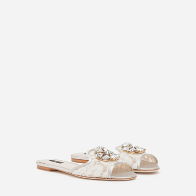 Dolce & Gabbana Rainbow Lace Brooch-detail Sandals In Ice