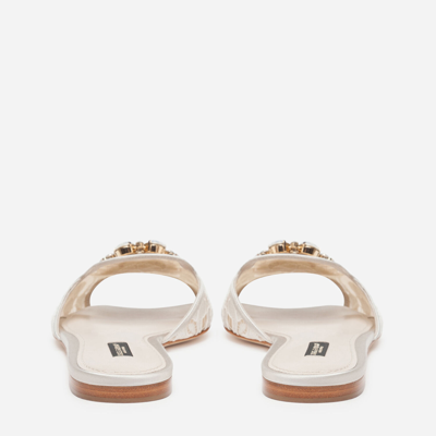 Dolce & Gabbana Rainbow Lace Brooch-detail Sandals In Ice