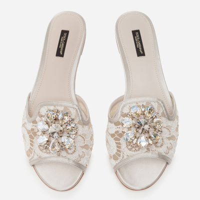 Dolce & Gabbana Rainbow Lace Brooch-detail Sandals In Ice