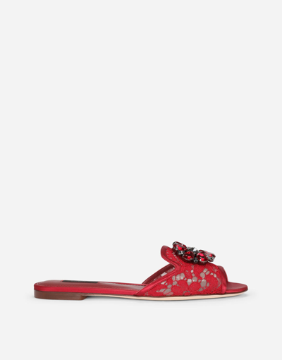 Dolce & Gabbana Bianca Gemstone Cluster Sandals In Red