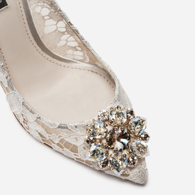 Shop Dolce & Gabbana Pump In Taormina Lace With Crystals In White