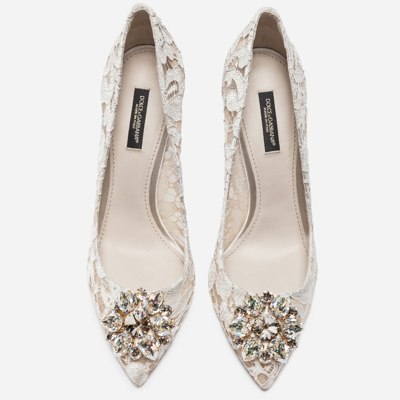 Shop Dolce & Gabbana Pump In Taormina Lace With Crystals In White