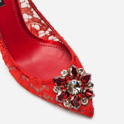 Shop Dolce & Gabbana Pump In Taormina Lace With Crystals In Red