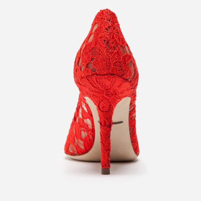 Shop Dolce & Gabbana Pump In Taormina Lace With Crystals In Red
