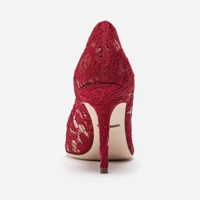 Shop Dolce & Gabbana Lace Rainbow Pumps With Brooch Detailing In Red